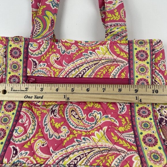Maggi B Quilted French Country M Paisley Tote Bag Medium 10”x8”x3” Fuchsia Fizz - Picture 3 of 11